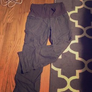 Grey linen maternity pants